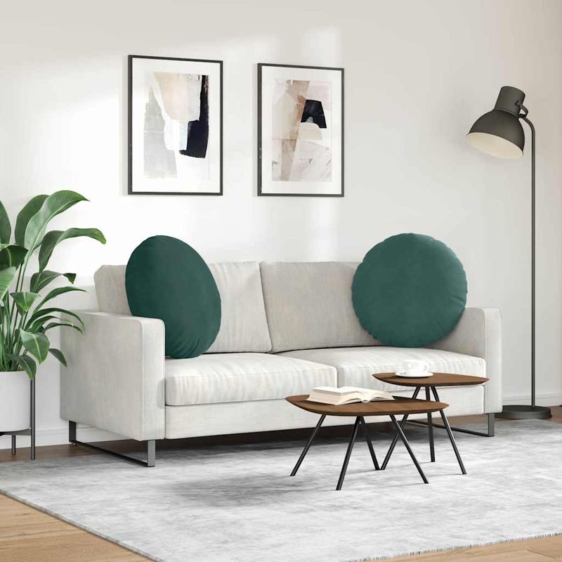 Casa si Gradina - Textile si covoare - Perne si pilote - Perne decorative - Perne de Sezut 2 pcs Verde inchis Ø80 x 29 cm Catifea - Infinity.ro