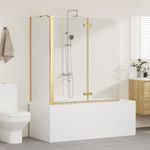 Casa si Gradina - Sanitare - Cazi si cabine de dus - Paravane si usi - Paravan dus Auriu 120 x 68 x 130 cm Sticla ESG si aluminiu - Infinity.ro