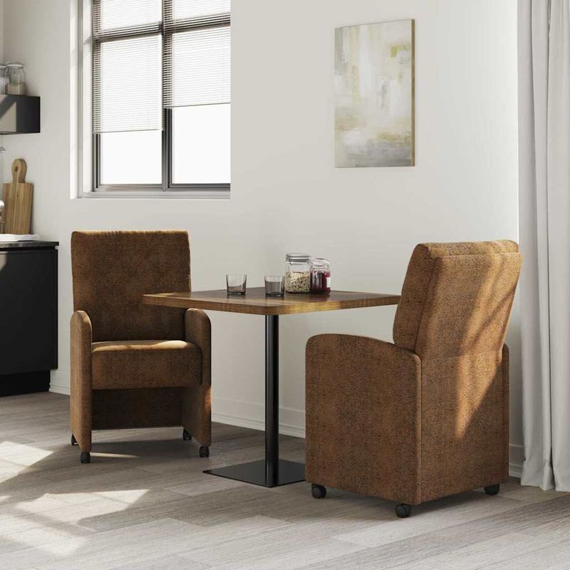 Casa si Gradina - Mobilier - Scaune si fotolii - Scaune - Scaune de dining cu roti 2 pcs Maro 58 x 67 x 97 cm - Infinity.ro