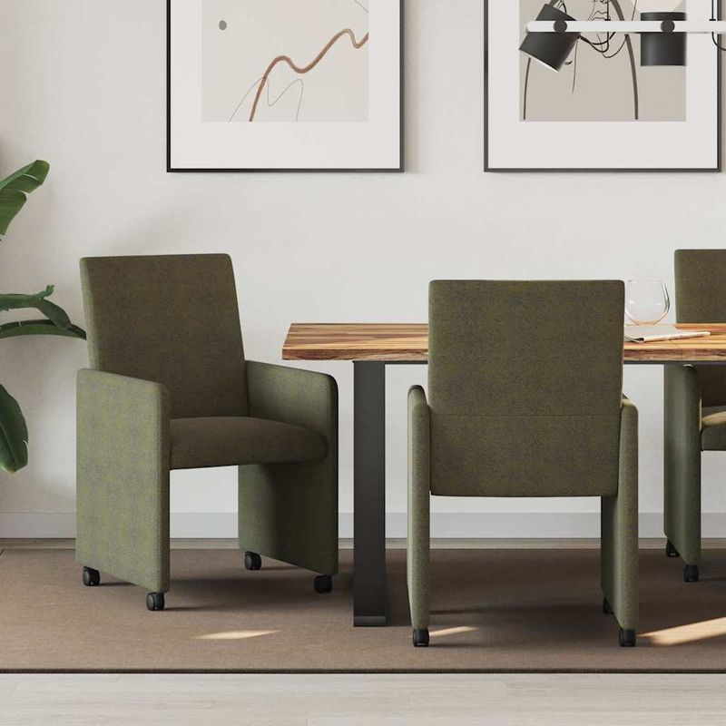 Casa si Gradina - Mobilier - Scaune si fotolii - Scaune - Scaune de dining cu roti 2 pcs Verde militar 57 x 66 x 94 cm - Infinity.ro