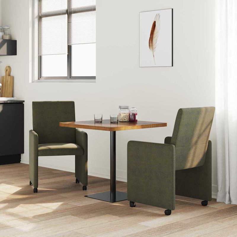 Casa si Gradina - Mobilier - Scaune si fotolii - Scaune - Scaune de dining cu roti 2 pcs Verde militar 57 x 66 x 94 cm - Infinity.ro
