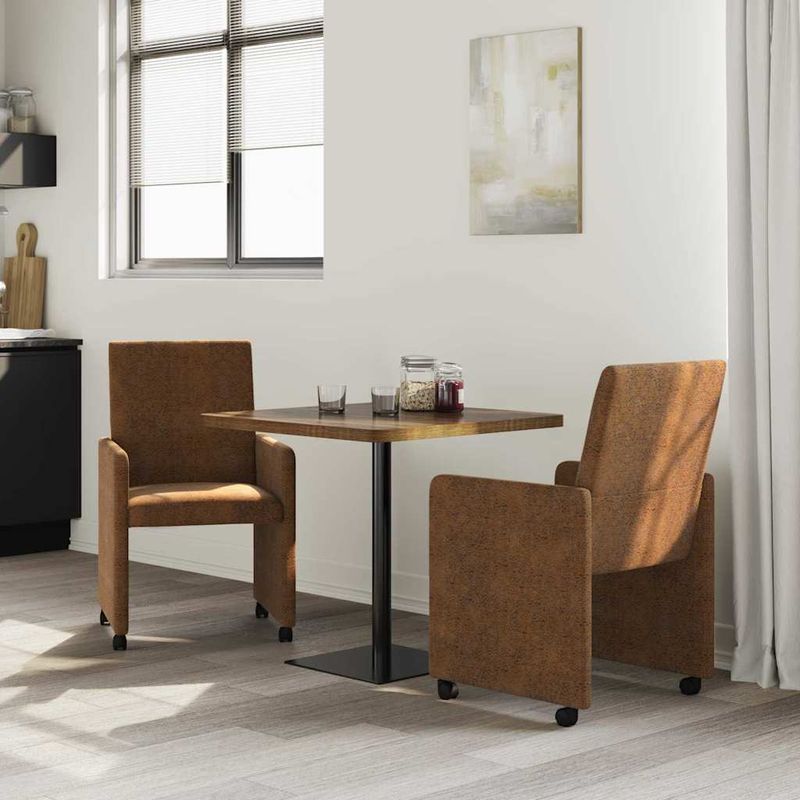 Casa si Gradina - Mobilier - Scaune si fotolii - Scaune - Scaune de dining cu roti 2 pcs Maro 57 x 66 x 94 cm - Infinity.ro