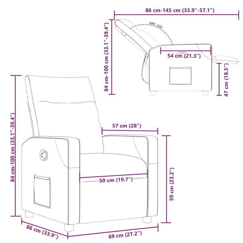 Casa si Gradina - Mobilier - Scaune si fotolii - Fotolii - Fotoliu recliner Gri inchis 69 x 86 x 100 cm tesatura - Infinity.ro