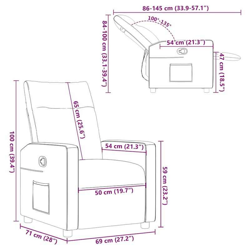 Casa si Gradina - Mobilier - Scaune si fotolii - Fotolii - Fotoliu recliner Gri inchis 69 x 86 x 100 cm tesatura - Infinity.ro