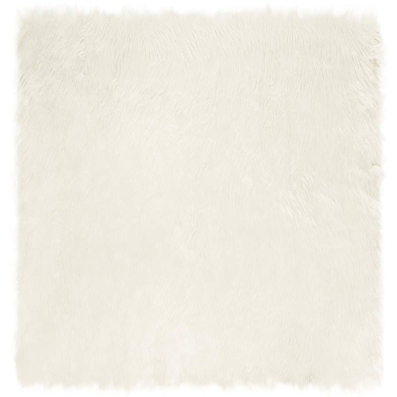 Casa si Gradina - Textile si covoare - Covoare - Covoare casa - Covor Faux din Lana de oaie Alb 120 x 120 cm Poliester - Infinity.ro