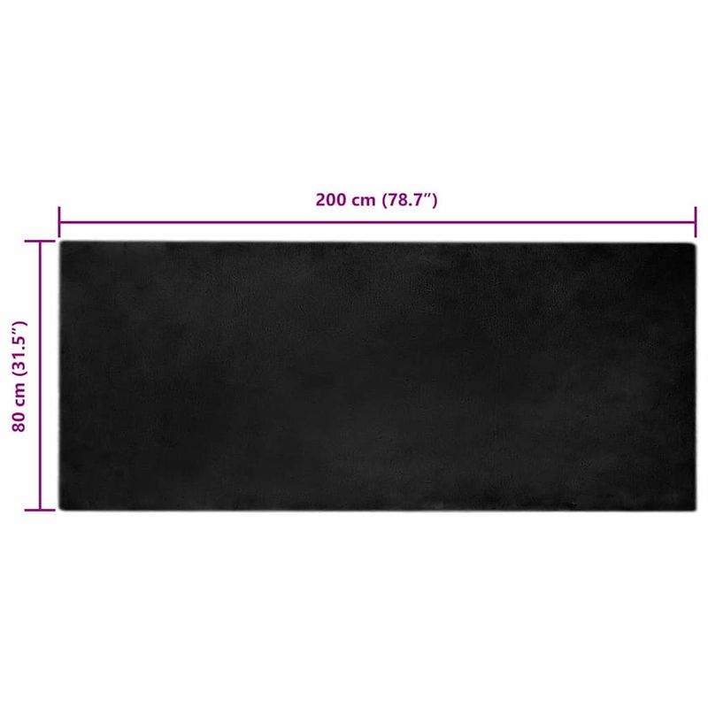 Casa si Gradina - Textile si covoare - Covoare - Covoare casa - Covor din Blana Faux de Iepure Negru 80 x 200 cm Poliester - Infinity.ro