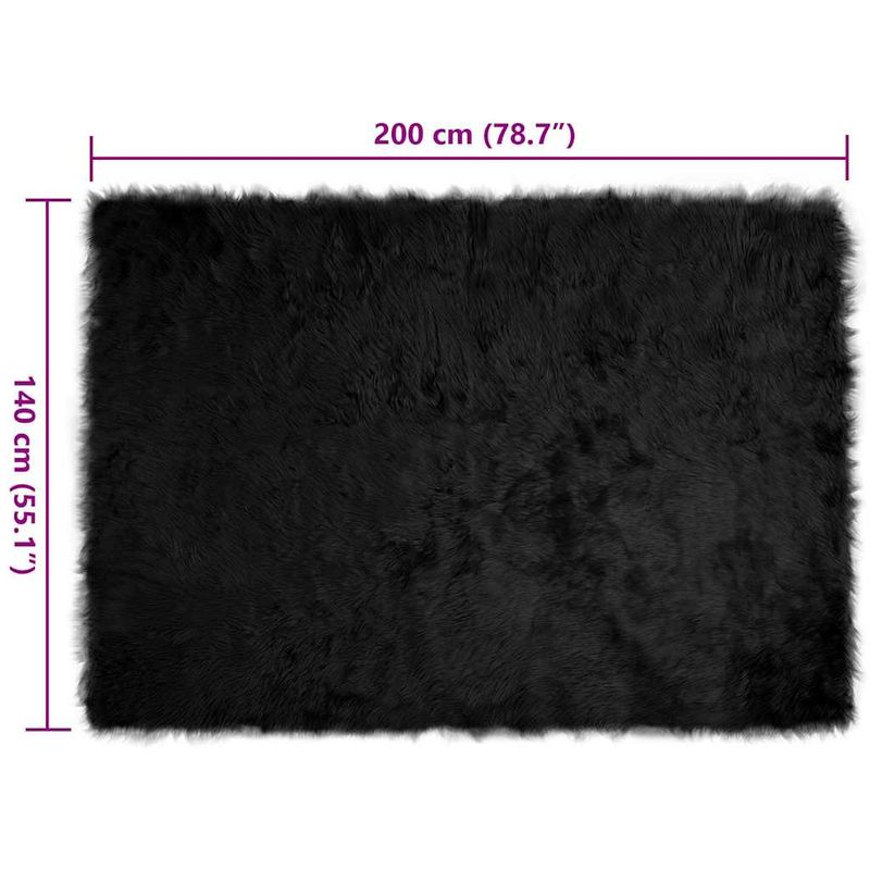 Casa si Gradina - Textile si covoare - Covoare - Covoare casa - Covor Faux din Lana de oaie Negru 140 x 200 cm Poliester - Infinity.ro