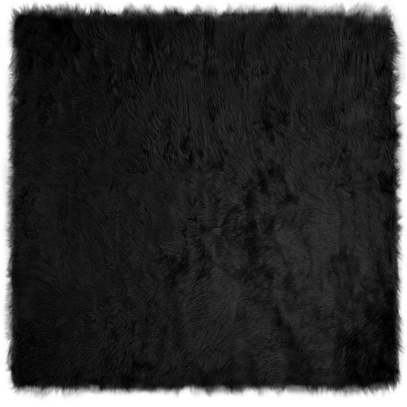 Casa si Gradina - Textile si covoare - Covoare - Covoare casa - Covor Faux din Lana de oaie Negru 120 x 120 cm Poliester - Infinity.ro