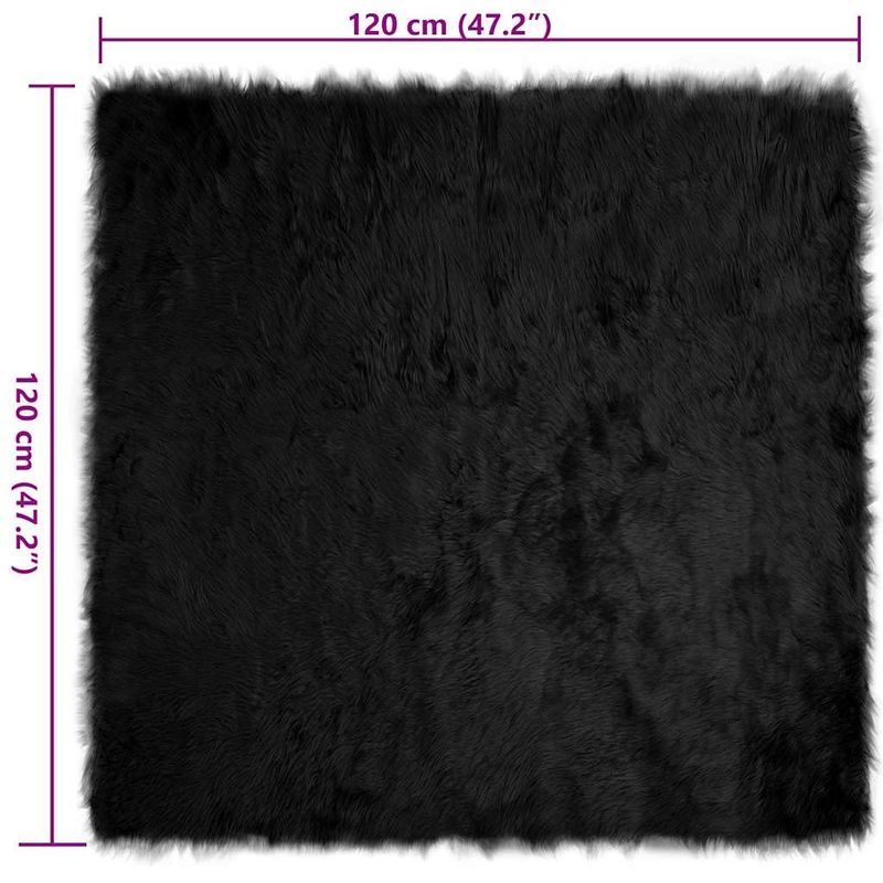 Casa si Gradina - Textile si covoare - Covoare - Covoare casa - Covor Faux din Lana de oaie Negru 120 x 120 cm Poliester - Infinity.ro