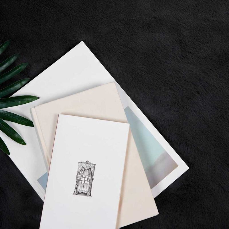 Casa si Gradina - Textile si covoare - Covoare - Covoare casa - Covor din Blana Faux de Iepure Negru Ø 200 cm Poliester - Infinity.ro