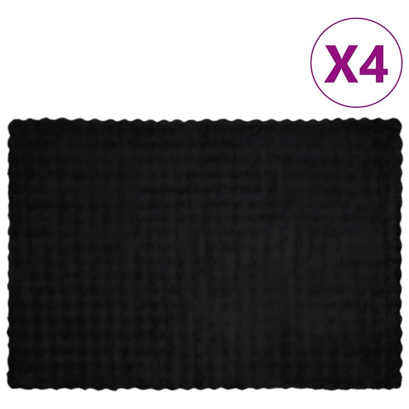 Casa si Gradina - Textile si covoare - Lenjerii de pat - Cearceafuri de pat - Patura din Blana sintetica de Iepure 4 pcs Negru 150 x 220 cm - Infinity.ro