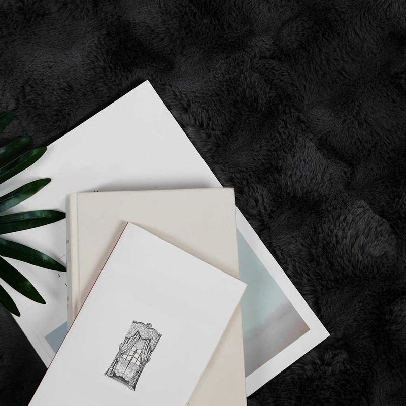 Casa si Gradina - Textile si covoare - Lenjerii de pat - Cearceafuri de pat - Patura din Blana sintetica de Iepure 4 pcs Negru 150 x 220 cm - Infinity.ro