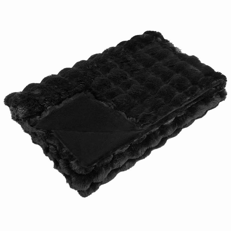 Casa si Gradina - Textile si covoare - Lenjerii de pat - Cearceafuri de pat - Patura din Blana sintetica de Iepure 4 pcs Negru 150 x 220 cm - Infinity.ro