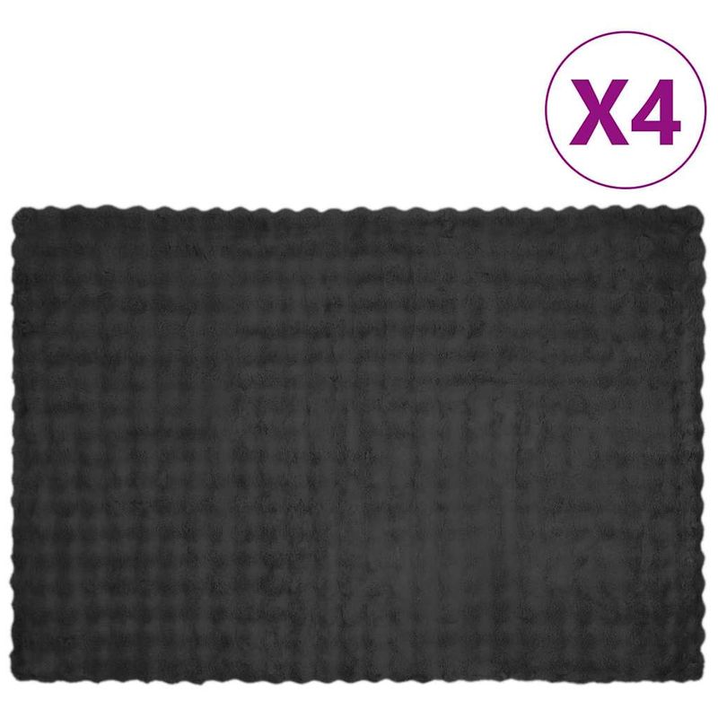 Casa si Gradina - Textile si covoare - Pături și cuverturi - Pături - Patura din Blana sintetica de Iepure 4 pcs Gri inchis - Infinity.ro