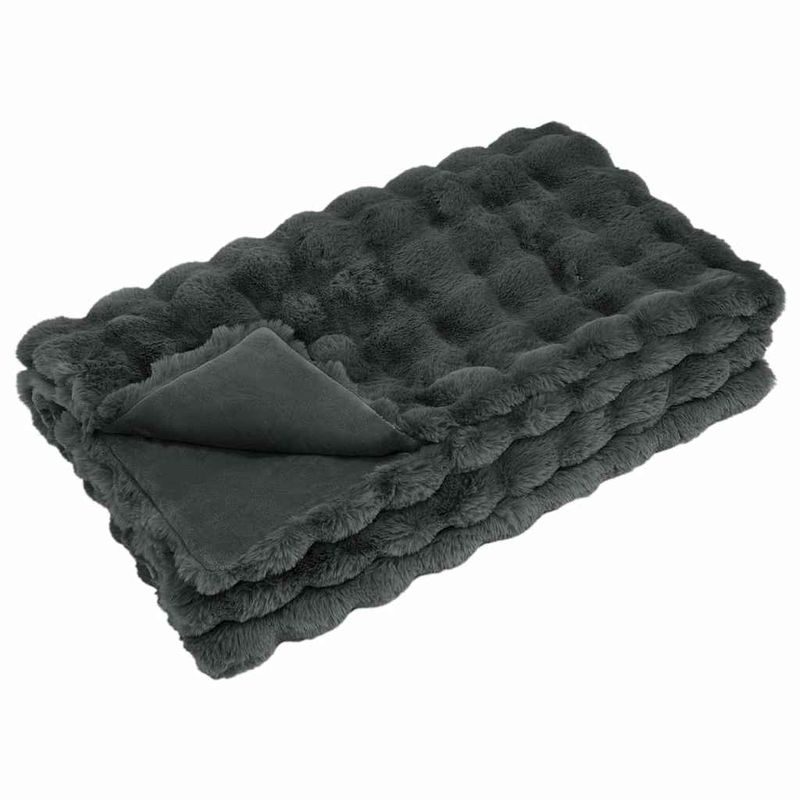 Casa si Gradina - Textile si covoare - Pături și cuverturi - Pături - Patura din Blana sintetica de Iepure 4 pcs Gri inchis - Infinity.ro