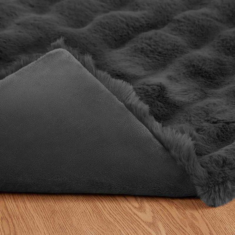 Casa si Gradina - Textile si covoare - Lenjerii de pat - Cearceafuri de pat - Patura din Blana sintetica de Iepure 4 pcs Gri inchis - Infinity.ro