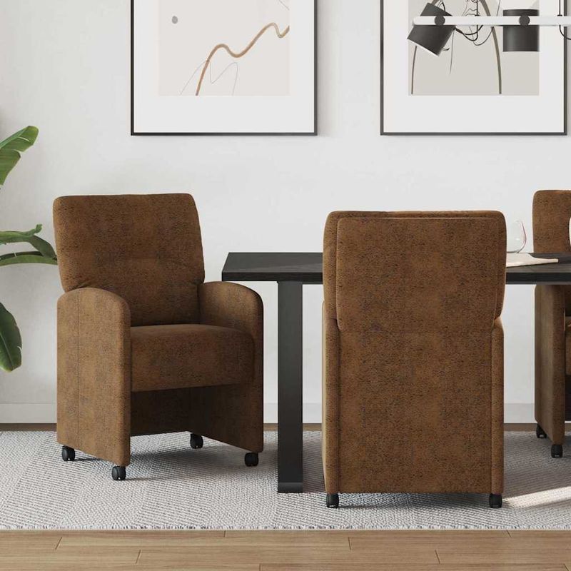 Casa si Gradina - Mobilier - Scaune si fotolii - Scaune - Scaune de dining cu roti 2 pcs Maro 57 x 67 x 95 cm - Infinity.ro