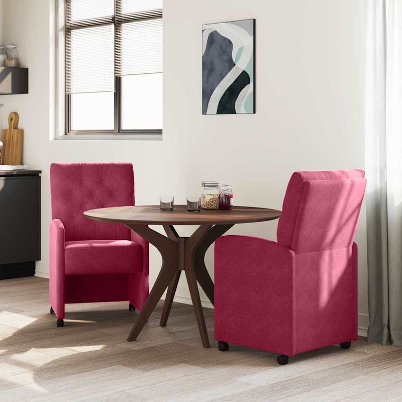 Casa si Gradina - Mobilier - Scaune si fotolii - Scaune - Scaune de dining cu roti 2 pcs bordo 58 x 67 x 97 cm Catifea - Infinity.ro