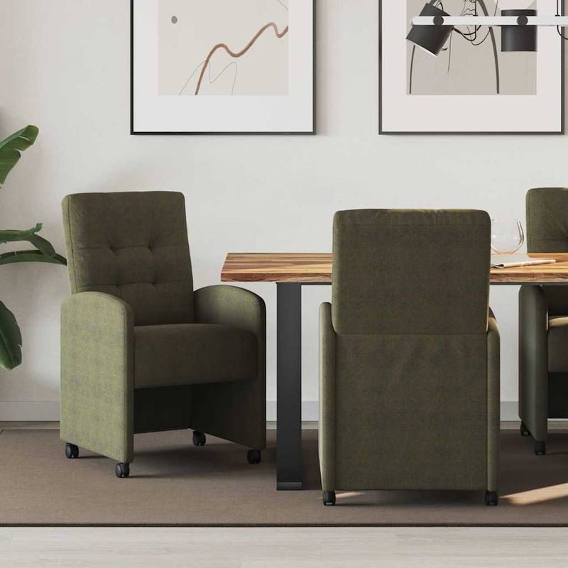 Casa si Gradina - Mobilier - Scaune si fotolii - Scaune - Scaune de dining cu roti 2 pcs Verde militar 57 x 67 x 98 cm - Infinity.ro
