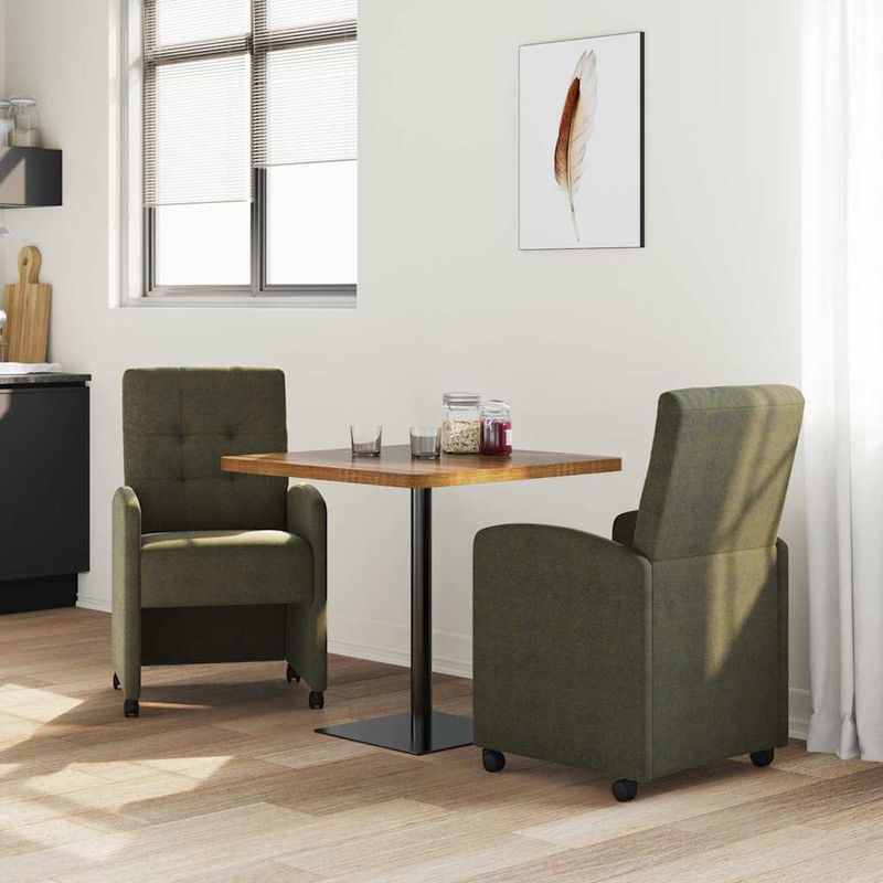 Casa si Gradina - Mobilier - Scaune si fotolii - Scaune - Scaune de dining cu roti 2 pcs Verde militar 57 x 67 x 98 cm - Infinity.ro