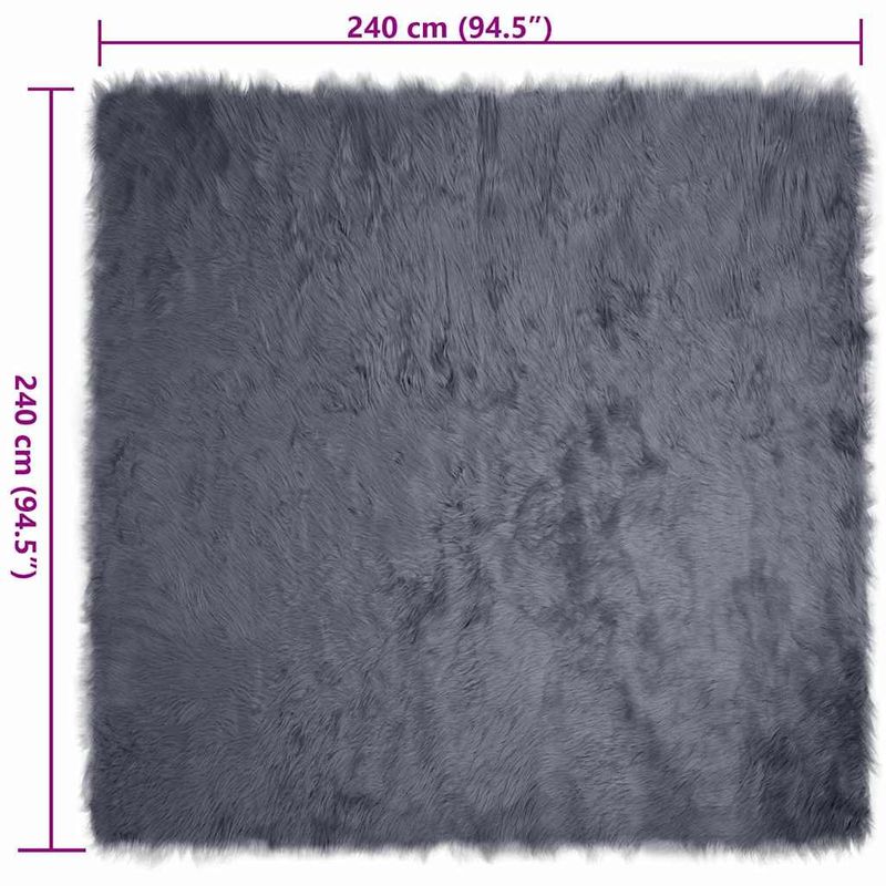 Casa si Gradina - Textile si covoare - Covoare - Covoare casa - Covor Faux din Lana de oaie Antracit 240 x 240 cm Poliester - Infinity.ro