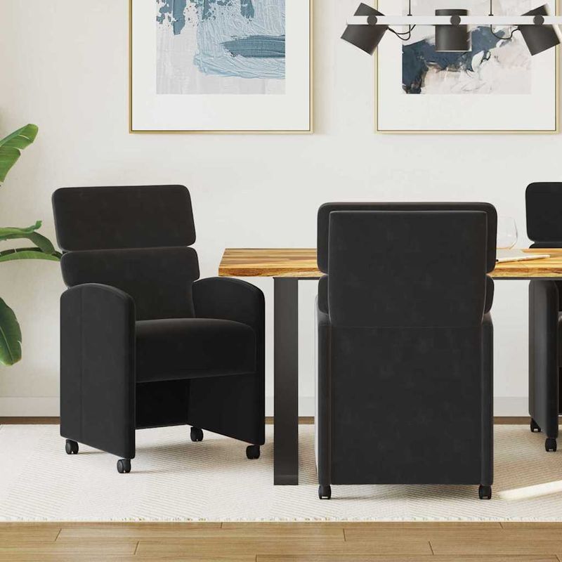 Casa si Gradina - Mobilier - Scaune si fotolii - Scaune - Scaune de dining cu roti 2 pcs Negru 58 x 65 x 98 cm Catifea - Infinity.ro