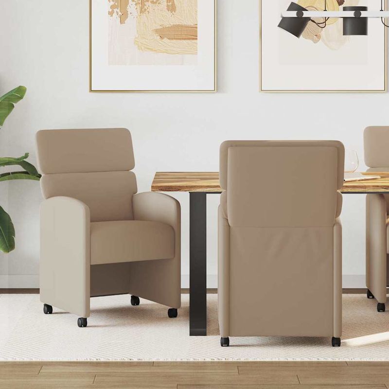 Casa si Gradina - Mobilier - Scaune si fotolii - Scaune - Scaune de dining cu roti 2 pcs Cappuccino 58 x 65 x 98 cm - Infinity.ro