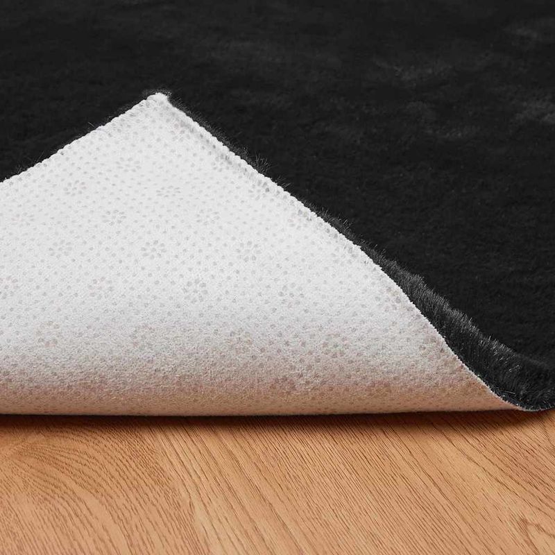 Casa si Gradina - Textile si covoare - Covoare - Covoare casa - Covor din Blana Faux de Iepure Negru 240 x 240 cm Poliester - Infinity.ro