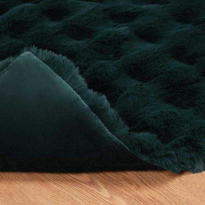 Casa si Gradina - Textile si covoare - Pături și cuverturi - Pături - Patura din Blana sintetica de Iepure 4 pcs Verde inchis - Infinity.ro