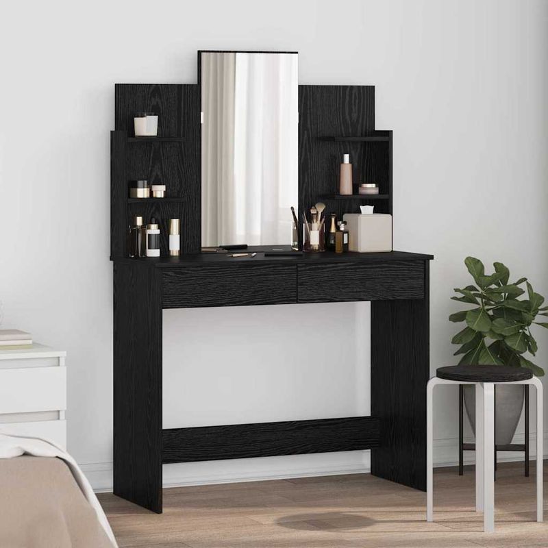 Casa si Gradina - Mobilier - Comode si corpuri - Masute de toaleta - Masa de Imbracat cu Oglinda Stejar Negru 96 x 39 x 142 cm - Infinity.ro