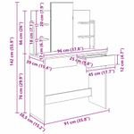 Casa si Gradina - Mobilier - Comode si corpuri - Masute de toaleta - Masa de Imbracat cu Oglinda Stejar Negru 96 x 39 x 142 cm - Infinity.ro