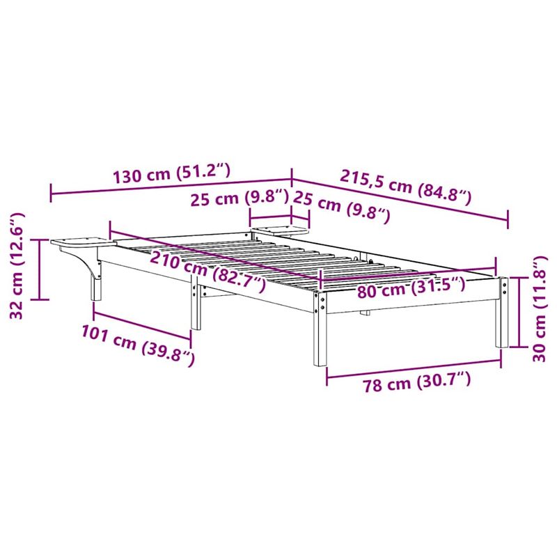 Casa si Gradina - Mobilier - Paturi si accesorii - Paturi - Cadru de pat cu mese laterale Maroniu cerat 80 x 210 cm - Infinity.ro