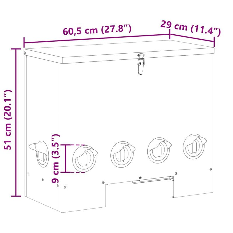 Petshop - Accesorii petshop - Castroane si adapatori - Feeder pentru pui Argintiu 60.5 x 29 x 51 cm Otel Galvanizat - Infinity.ro