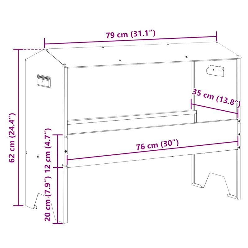 Petshop - Accesorii petshop - Castroane si adapatori - Jgheab pentru hranirea animalelor Argintiu 79 x 35 x 62 cm - Infinity.ro