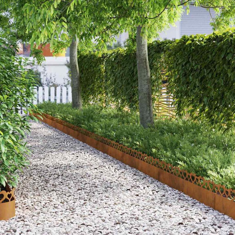Casa si Gradina - Gradina si terasa - Garduri, panouri si accesorii - Borduri pentru gazon 20 pcs Ruginit 103 x 0,05 x 22 cm - Infinity.ro