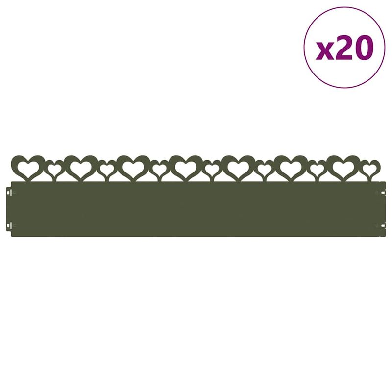 Casa si Gradina - Gradina si terasa - Garduri, panouri si accesorii - Borduri pentru gazon 20 pcs Verde masliniu 103 x 0,05 x 22 cm - Infinity.ro