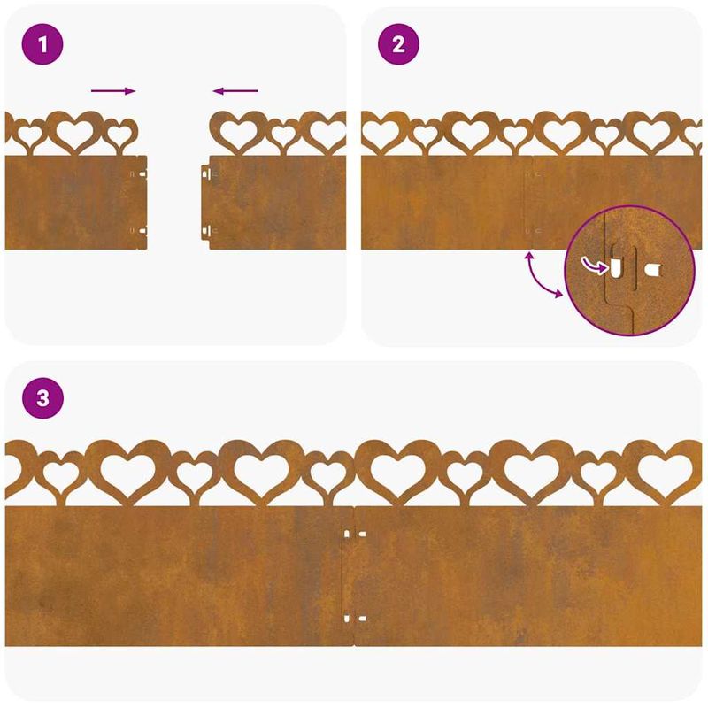 Casa si Gradina - Gradina si terasa - Garduri, panouri si accesorii - Borduri pentru gazon 20 pcs Ruginit 103 x 0,05 x 22 cm - Infinity.ro