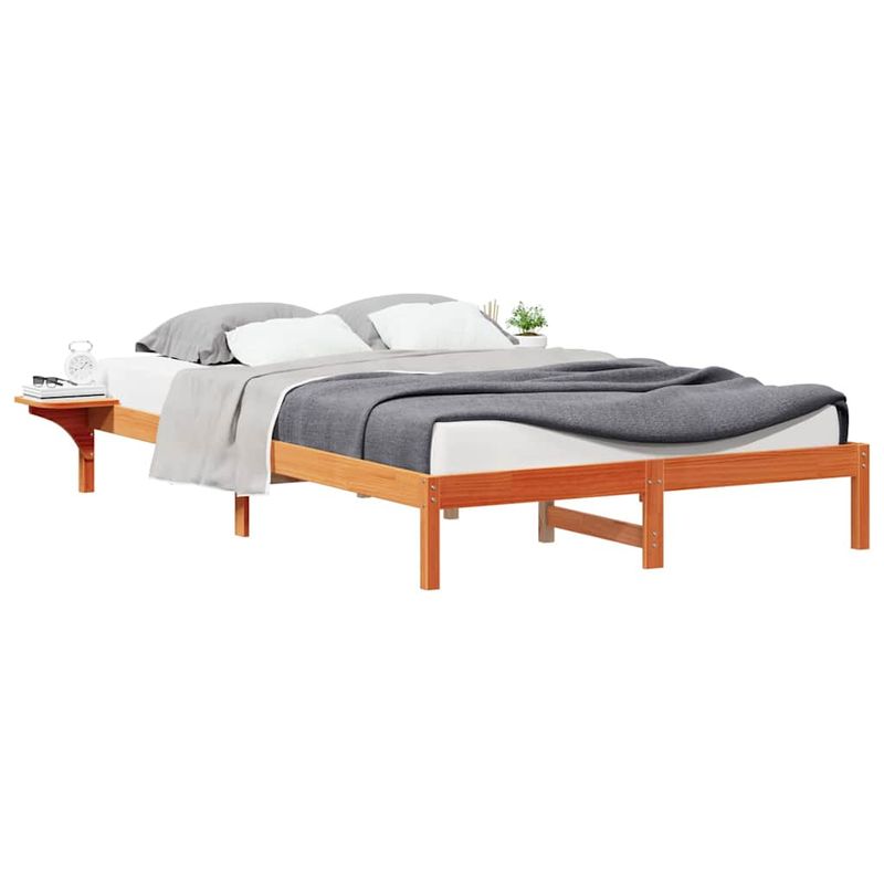 Casa si Gradina - Mobilier - Paturi si accesorii - Paturi - Cadru de pat cu mese laterale Maroniu cerat 140 x 220 cm - Infinity.ro