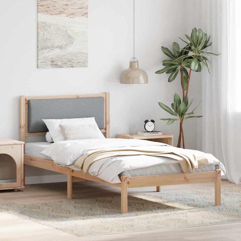 Casa si Gradina - Mobilier - Paturi si accesorii - Paturi - Cadru de pat Gri deschis 90 x 190 cm Lemn de pin masiv - Infinity.ro