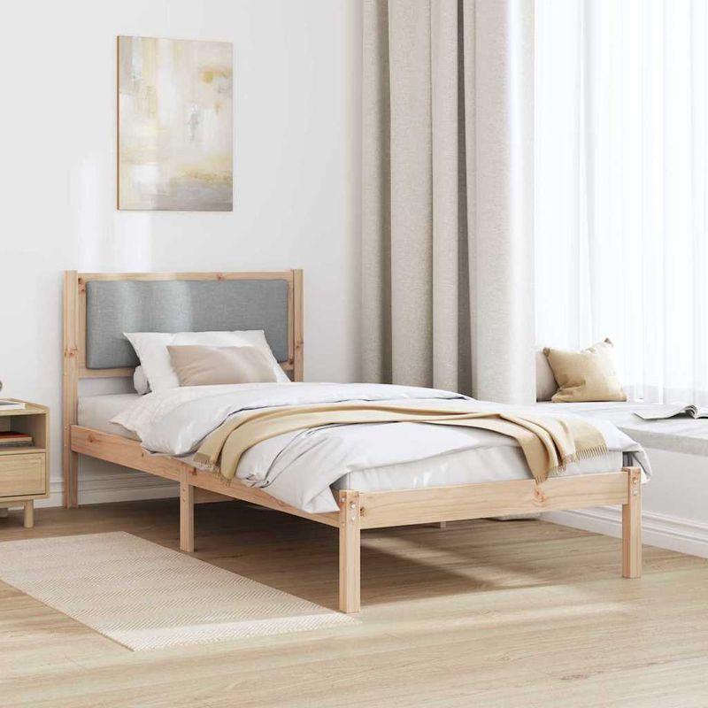 Casa si Gradina - Mobilier - Paturi si accesorii - Paturi - Cadru de pat Gri deschis 90 x 190 cm Lemn de pin masiv - Infinity.ro