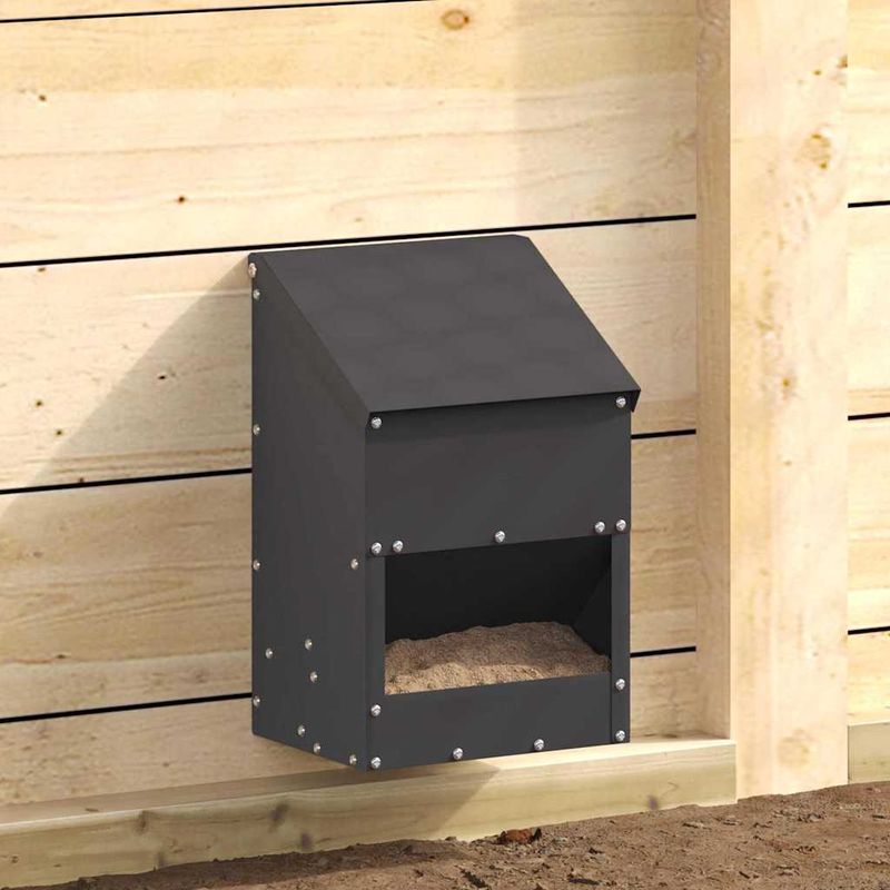 Petshop - Accesorii petshop - Castroane si adapatori - Feeder pentru pui Negru 21 x 16 x 33 cm Otel Laminat la Rece - Infinity.ro