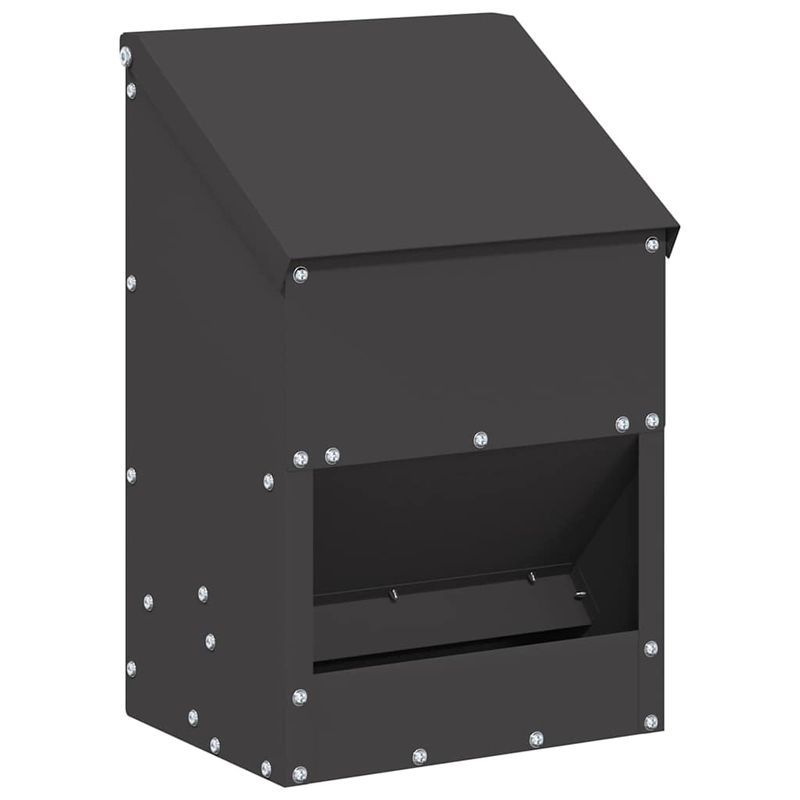 Petshop - Accesorii petshop - Castroane si adapatori - Feeder pentru pui Negru 21 x 16 x 33 cm Otel Laminat la Rece - Infinity.ro