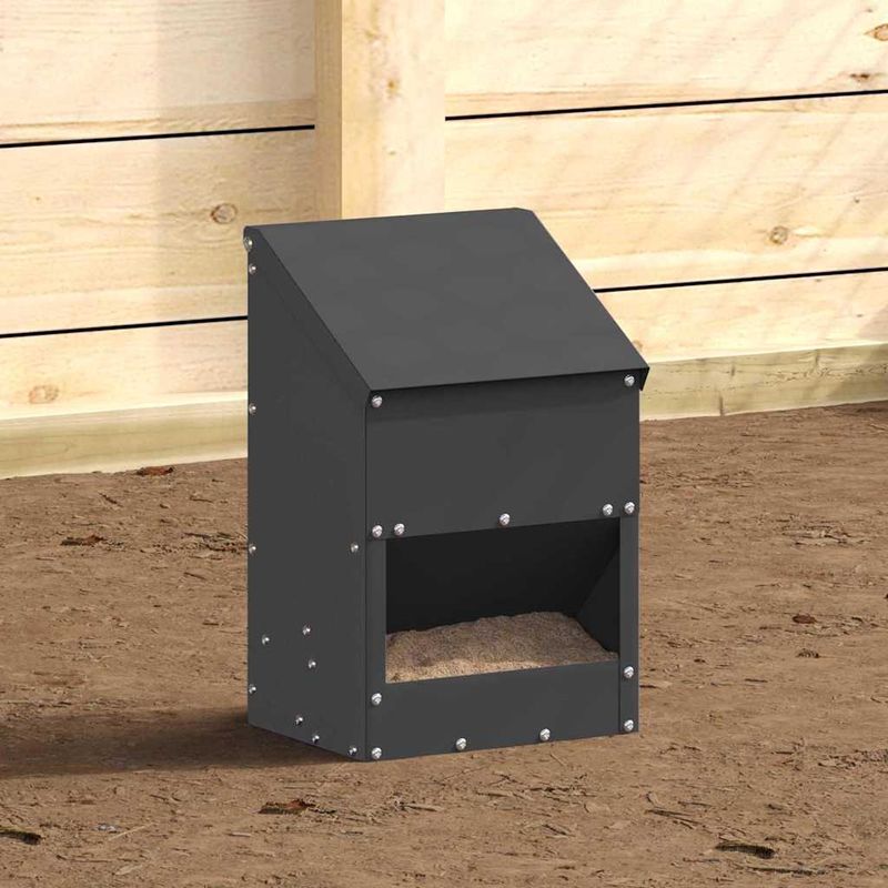 Petshop - Accesorii petshop - Castroane si adapatori - Feeder pentru pui Negru 21 x 16 x 33 cm Otel Laminat la Rece - Infinity.ro