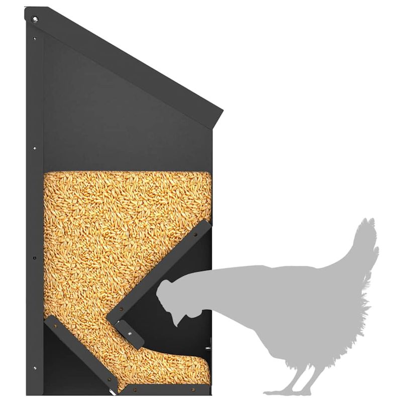 Petshop - Accesorii petshop - Castroane si adapatori - Feeder pentru pui Negru 21 x 16 x 33 cm Otel Laminat la Rece - Infinity.ro