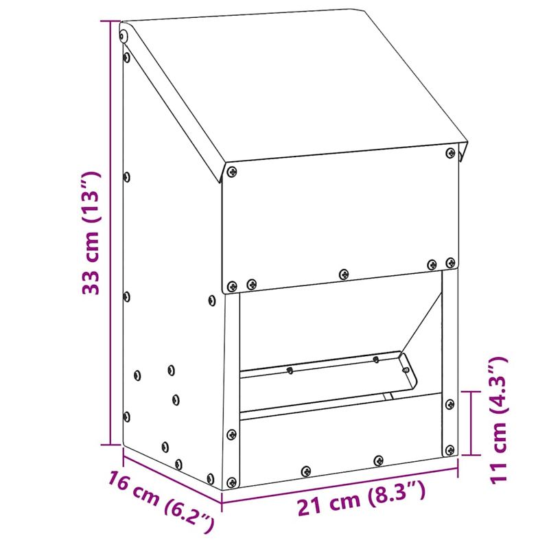 Petshop - Accesorii petshop - Castroane si adapatori - Feeder pentru pui Negru 21 x 16 x 33 cm Otel Laminat la Rece - Infinity.ro