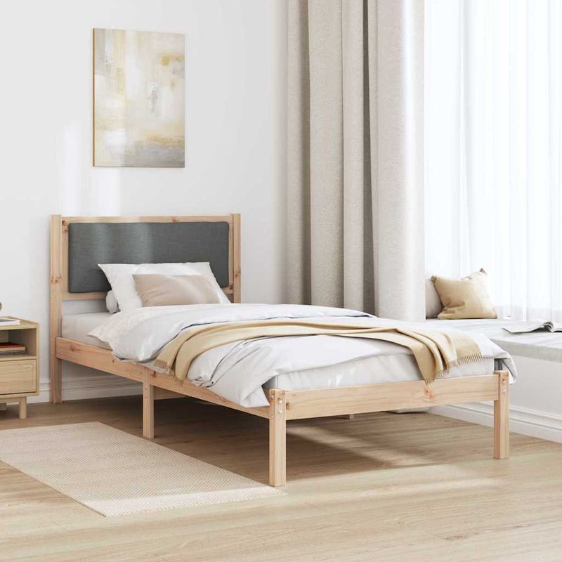 Casa si Gradina - Mobilier - Paturi si accesorii - Paturi - Cadru de pat Gri inchis 90 x 200 cm Lemn de pin masiv - Infinity.ro