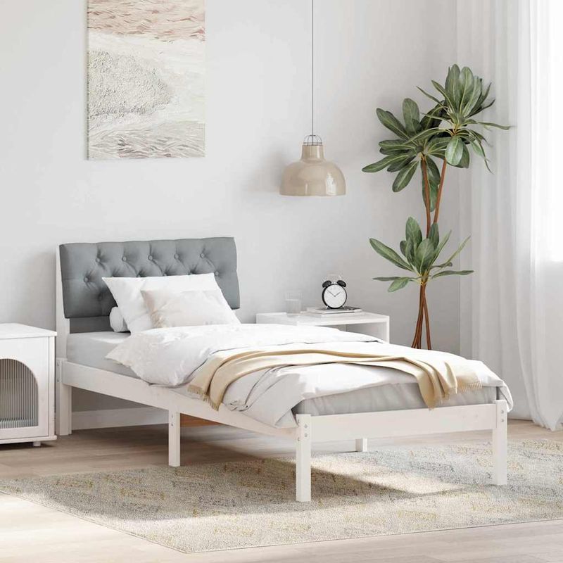 Casa si Gradina - Mobilier - Paturi si accesorii - Paturi - Cadru de pat Alb si gri deschis 80 x 200 cm Lemn masiv de pin - Infinity.ro