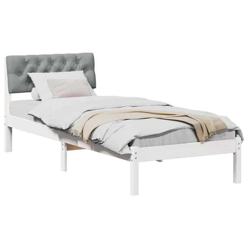 Casa si Gradina - Mobilier - Paturi si accesorii - Paturi - Cadru de pat Alb si gri deschis 80 x 200 cm Lemn masiv de pin - Infinity.ro
