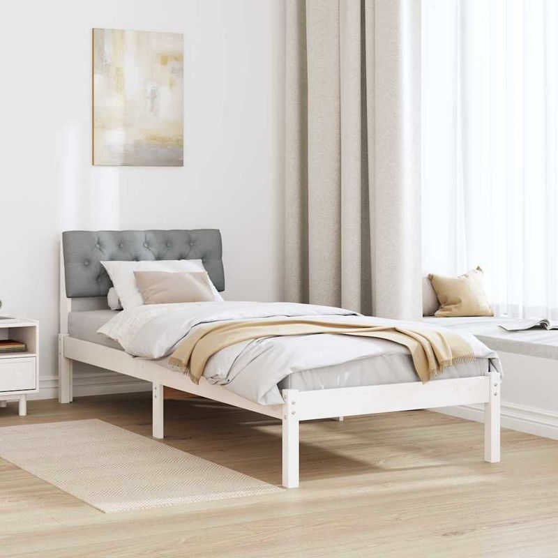 Casa si Gradina - Mobilier - Paturi si accesorii - Paturi - Cadru de pat Alb si gri deschis 80 x 200 cm Lemn masiv de pin - Infinity.ro