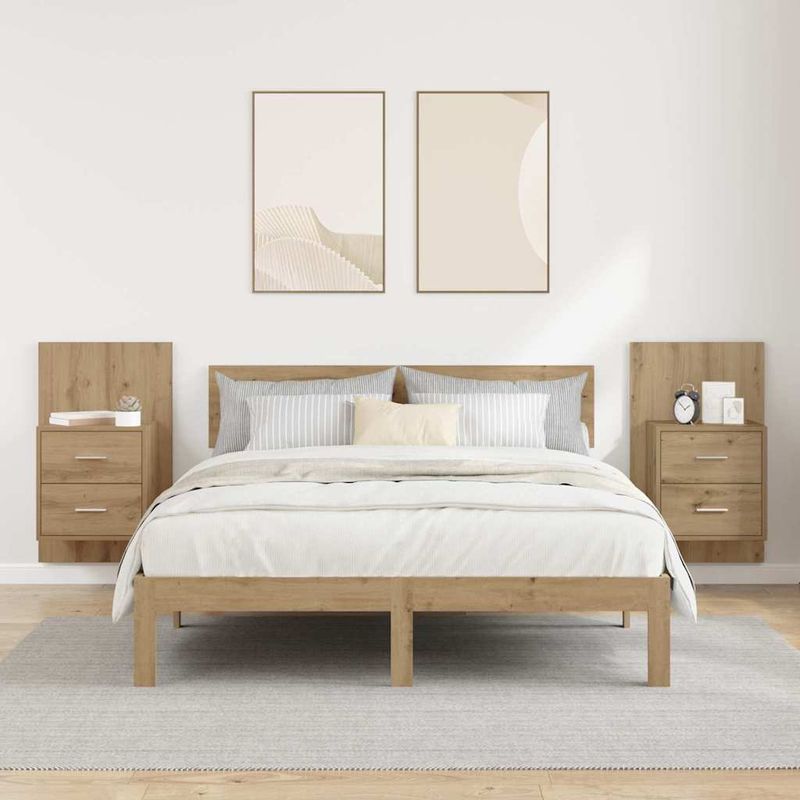 Casa si Gradina - Mobilier - Comode si corpuri - Noptiere - Noptiera suspendata 2 pcs Stejar Artizanal 48,5 x 32,5 x 80 cm - Infinity.ro